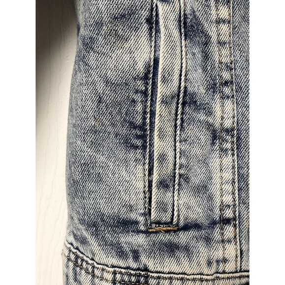 Free People Jacket Womens XS Extra Small Denim Distressed Trucker Thrashed Stain - Picture 7 of 13
